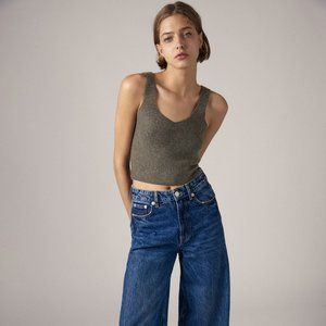 🔴 Zara Womens Wool Pullover Crop Knit Top V Neck Sleeveless  - Size S